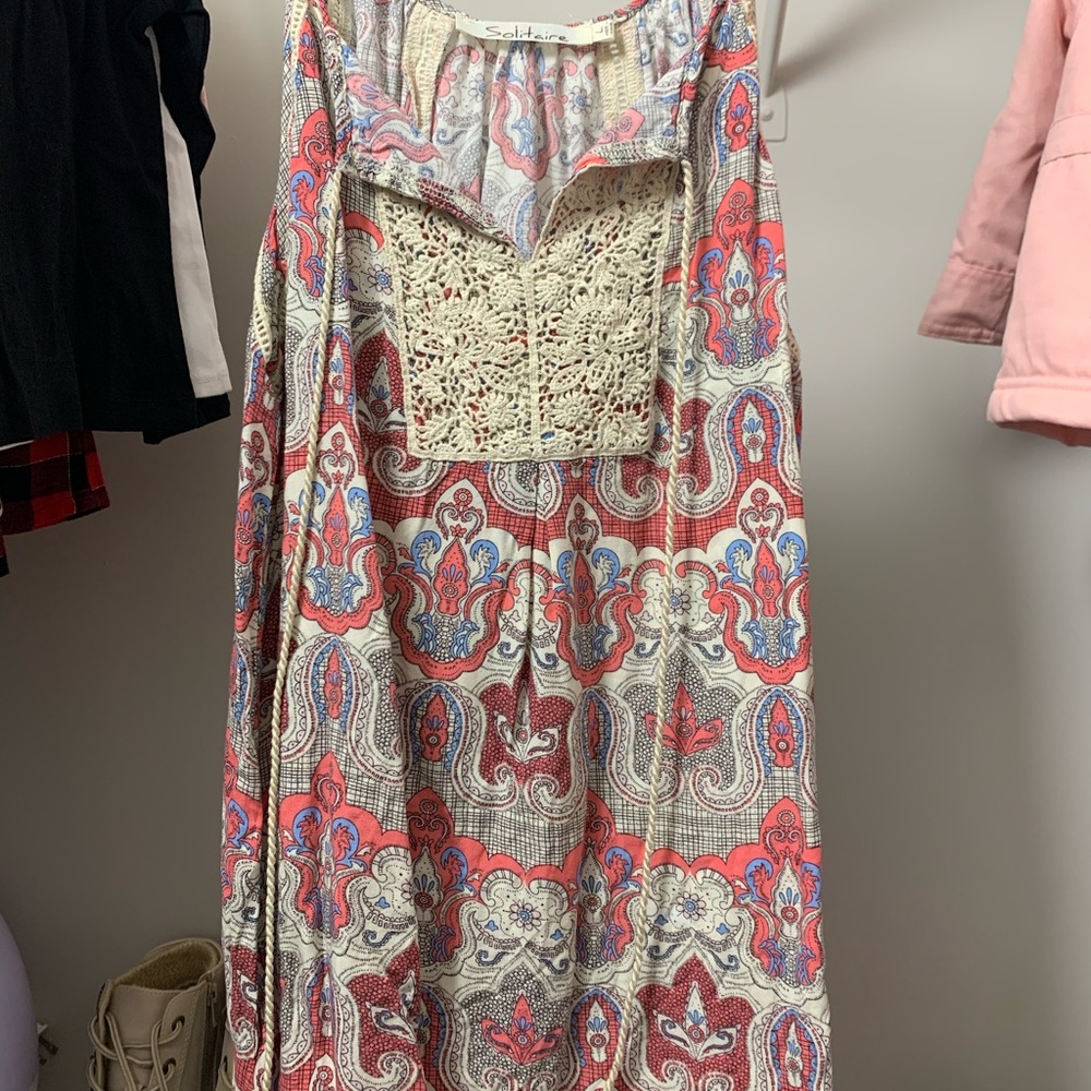 Patterned spaghetti strap tank top